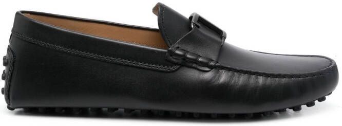 Tod's almond-toe leather loafers Black