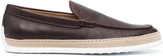 Tod's almond-toe leather loafers Brown
