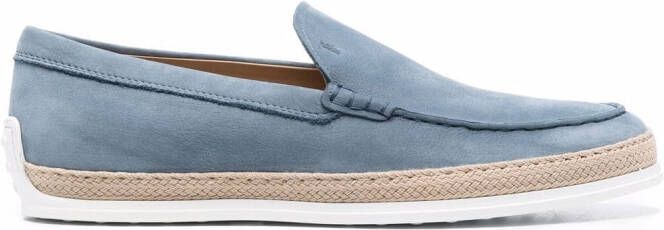 Tod's almond-toe suede loafers Blue