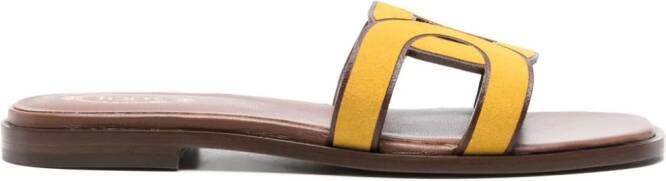 Tod's chain-motif leather slides Yellow