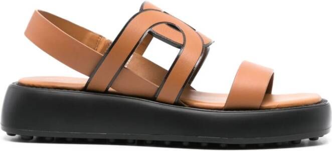 Tod's cut-out chain leather sandals Brown