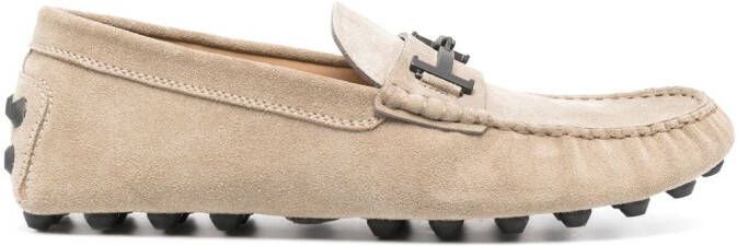 Tod's Gommino Double T suede loafers Neutrals