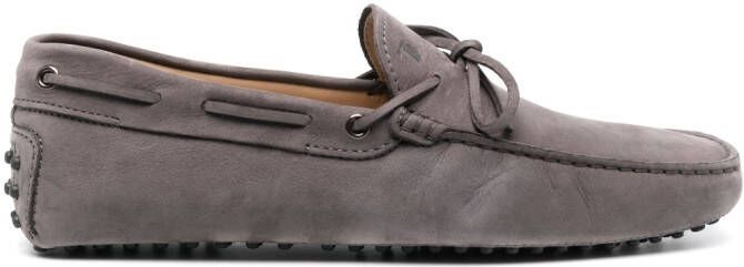 Tod's Gommino lace-up suede loafers Grey