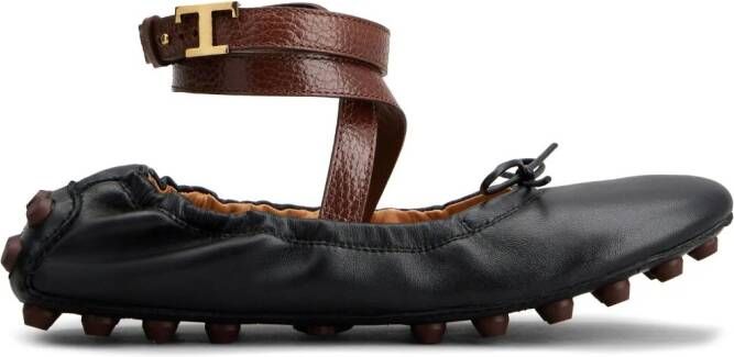 Tod's Gommino leather ballerina shoes Black