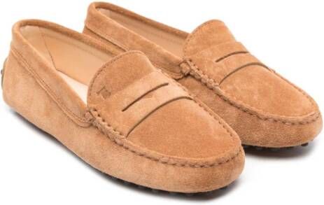Tod's Kids logo-debossed penny loafers Brown