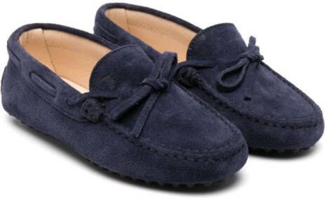 Tod's Kids tie-straps suede loafers Blue