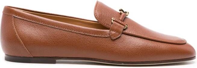 Tod's knot-plaque leather loafers Brown