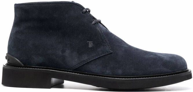 Tod's lace-up suede boots Blue