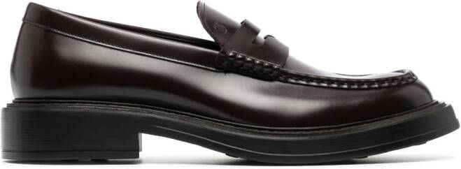 Tod's leather 50mm penny loafers Red