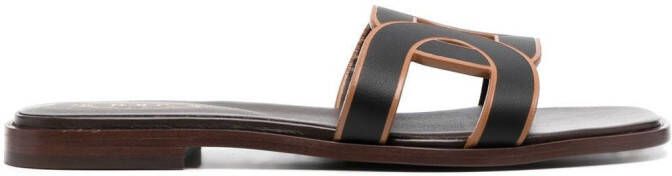 Tod's leather logo strap sandals Black