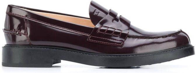 Tod's leather penny loafers Red