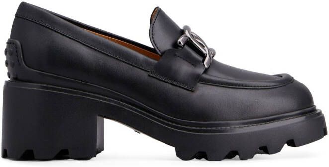 Tod's logo-buckle leather loafers Black