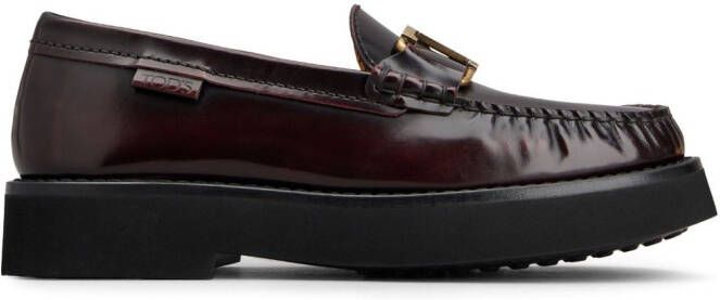 Tod's logo-buckle leather loafers Brown