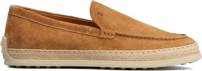 Tod's logo-debossed suede espadrilles Brown