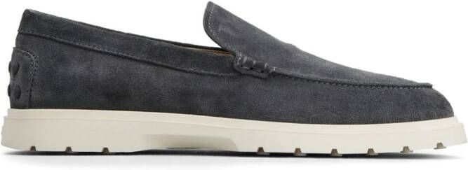 Tod's logo-debossed suede loafers Grey