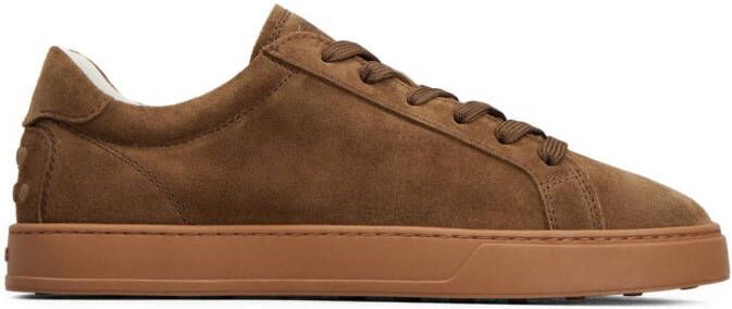Tod's logo-embossed suede sneakers Brown
