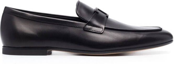 Tod's logo-plaque leather loafers Black
