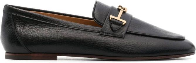 Tod's logo-plaque leather loafers Black