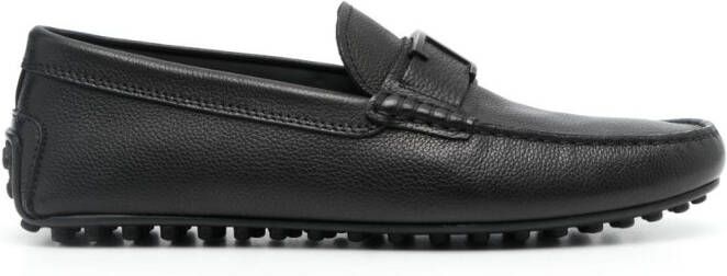 Tod's logo-plaque leather loafers Black