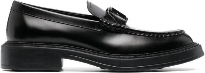 Tod's logo-plaque leather loafers Black