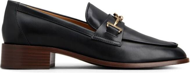 Tod's logo-plaque leather loafers Black