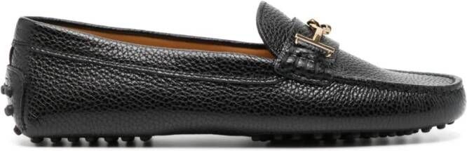 Tod's logo-plaque leather loafers Black