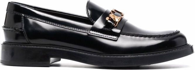 Tod's logo-plaque leather loafers Black