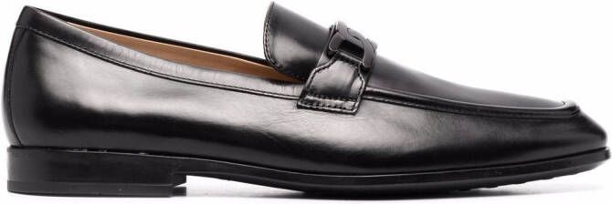 Tod's logo-plaque leather loafers Black