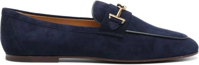 Tod's logo-plaque leather loafers Blue