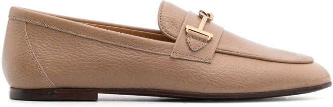 Tod's logo-plaque leather loafers Neutrals