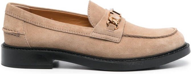 Tod's logo-plaque leather loafers Neutrals