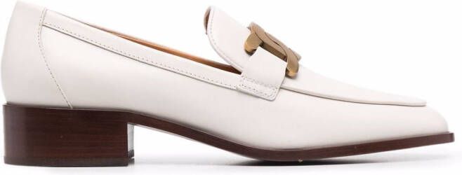 Tod's logo-plaque leather loafers Neutrals