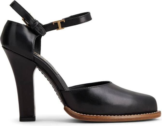 Tod's logo-plaque leather pumps Black