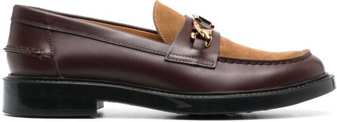 Tod's logo-plaque panelled loafers Brown