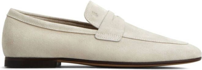Tod's logo-stamp suede loafers Neutrals