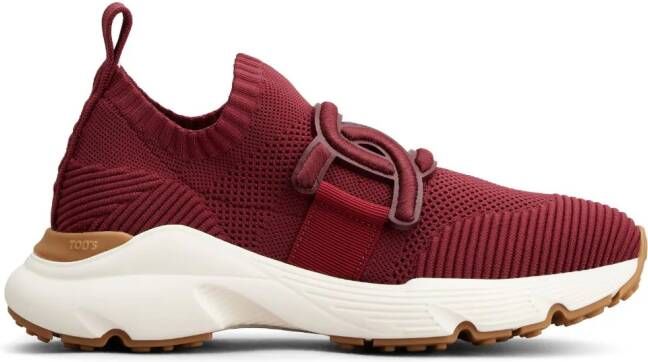 Tod's logo-strap almond-toe sneakers Red