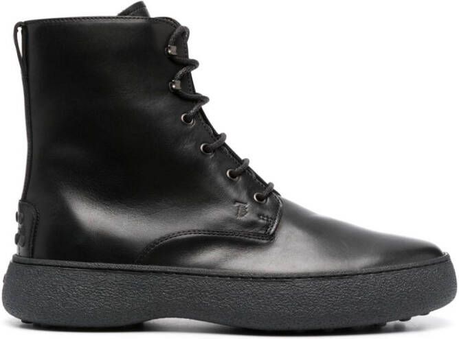 Tod's Montone lace-up leather boots Black