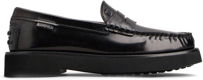 Tod's penny-slot leather loafers Black