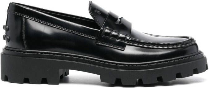 Tod's penny-slot leather loafers Black