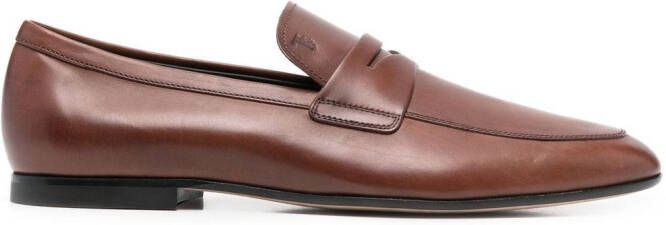 Tod's penny-strap leather loafers Brown
