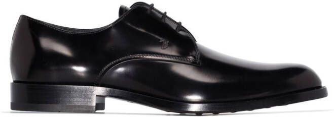Tod's polished leather derby shoes Black