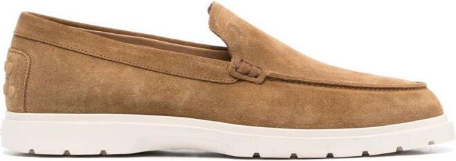 Tod's ridged-sole suede loafers Brown