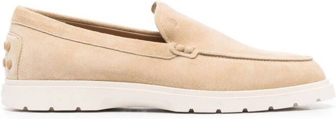 Tod's ridged-sole suede loafers Neutrals
