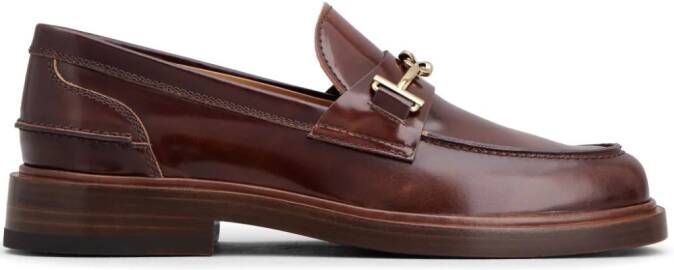 Tod's round-toe leather loafers Brown