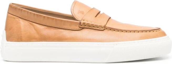 Tod's rubber-sole leather loafers Brown