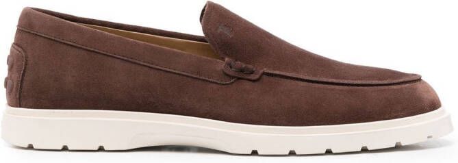 Tod's suede almond-toe loafers Brown