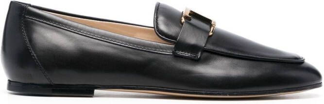 Tod's T-logo leather loafers Black