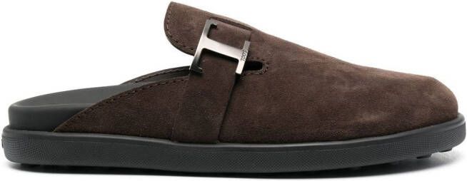 Tod's T Timeless suede slides Brown