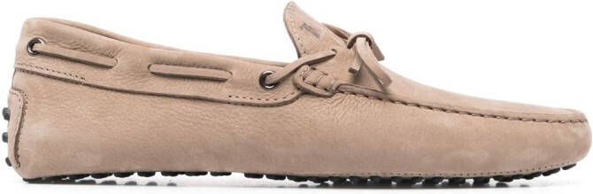 Tod's tie-fastening suede loafers Neutrals