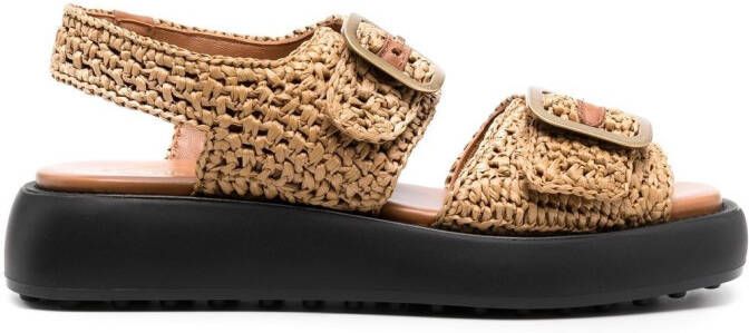 Tod's woven raffia 45mm sandals Brown